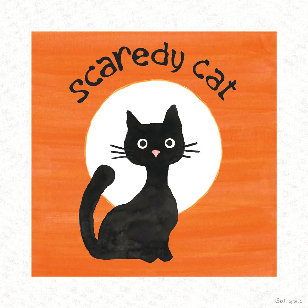 Scaredy Cat Orange by Beth Grove. SKU 95254a. Archival Giclee Fine art print for wall decor.