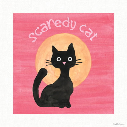 Scaredy Cat Pink by Beth Grove. SKU 95255a. Archival Giclee Fine art print for wall decor.