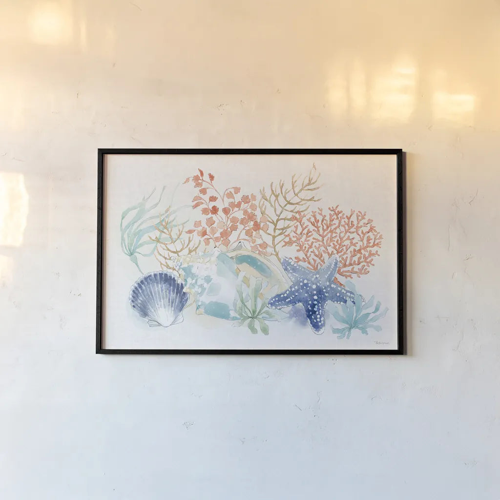 Seaside I by Beth Grove. shown as a paper print in a black flame. Available as a archival giclee rolled canvas, fine art paper, or poster print. SKU 78684i.