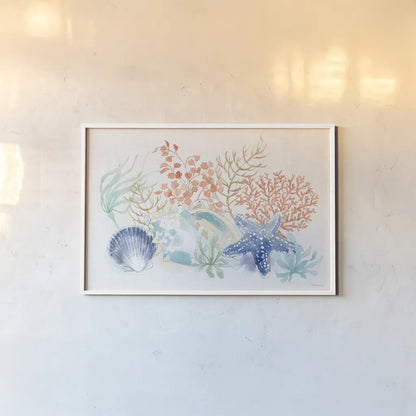 Seaside I by Beth Grove. shown as a paper print in a white frame. Available as a archival giclee rolled canvas, fine art paper, or poster print. SKU 78684i.
