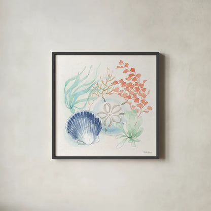 Seaside II by Beth Grove. Shown in a sleek black glass frame for a contemporary gallery look. Available as an archival giclee rolled canvas, fine art paper, or poster print. SKU 78685a.