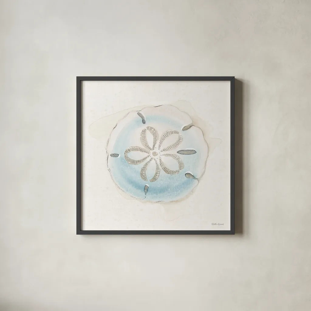 Seaside IX by Beth Grove. Shown in a sleek black glass frame for a contemporary gallery look. Available as an archival giclee rolled canvas, fine art paper, or poster print. SKU 78692a.