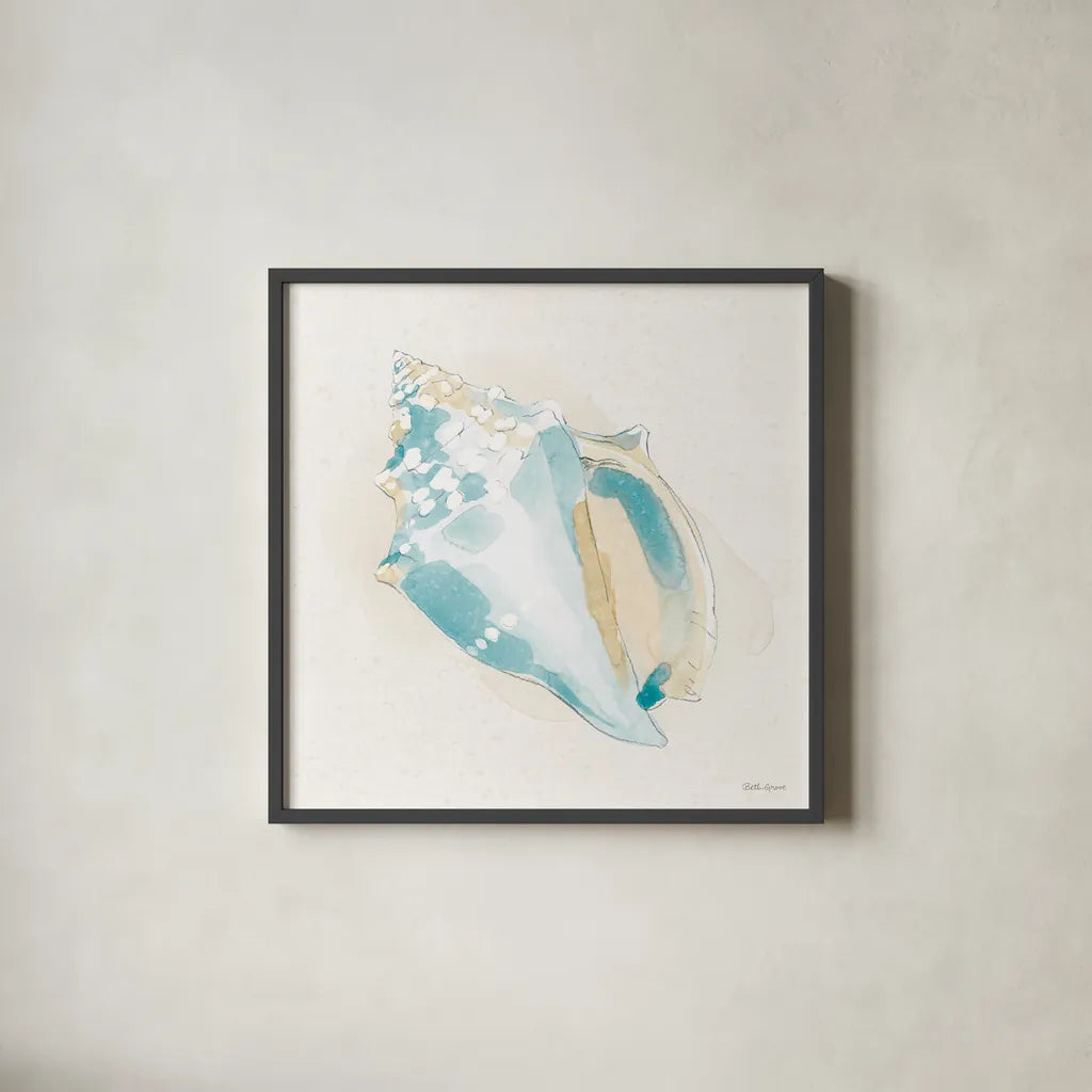 Seaside VIII by Beth Grove. Shown in a sleek black glass frame for a contemporary gallery look. Available as an archival giclee rolled canvas, fine art paper, or poster print. SKU 78691a.