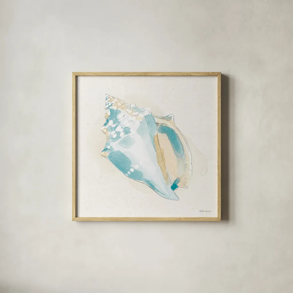 Seaside VIII by Beth Grove. Shown in a natural wood glass frame for a timeless modern aesthetic. Available as an archival giclee rolled canvas, fine art paper, or poster print. SKU 78691a.