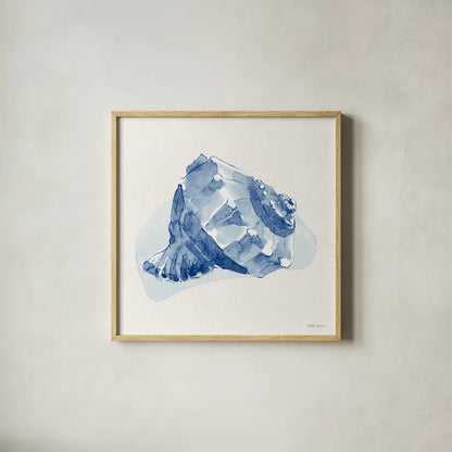 Seaside X Blue by Beth Grove. Shown in a natural wood glass frame for a timeless modern aesthetic. Available as an archival giclee rolled canvas, fine art paper, or poster print. SKU 80478a.