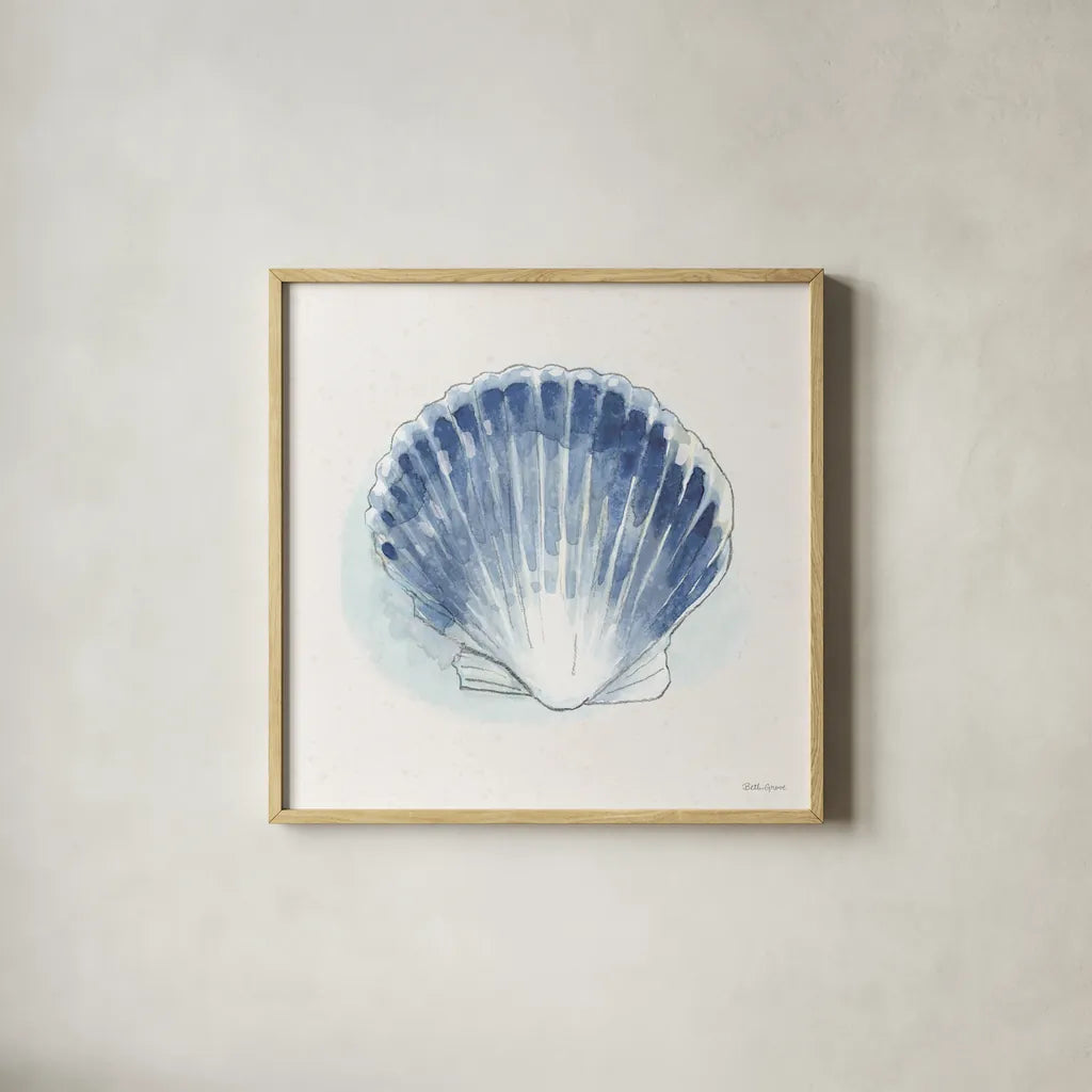 Seaside XI by Beth Grove. Shown in a natural wood glass frame for a timeless modern aesthetic. Available as an archival giclee rolled canvas, fine art paper, or poster print. SKU 78694a.