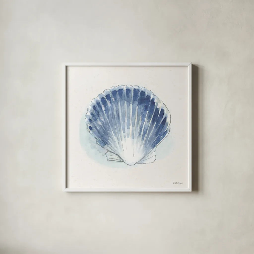 Seaside XI by Beth Grove. Shown in a crisp white glass frame for a clean and minimalist style. Available as an archival giclee rolled canvas, fine art paper, or poster print. SKU 78694a.