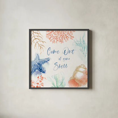 Seaside XII by Beth Grove. Shown in a sleek black glass frame for a contemporary gallery look. Available as an archival giclee rolled canvas, fine art paper, or poster print. SKU 78695a.