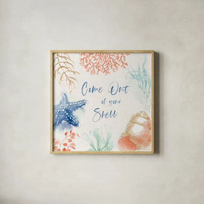 Seaside XII by Beth Grove. Shown in a natural wood glass frame for a timeless modern aesthetic. Available as an archival giclee rolled canvas, fine art paper, or poster print. SKU 78695a.