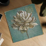 Seed Pod I no Words Turquoise by Beth Grove. Shown as a detailed flat fine art print, highlighting archival giclee quality. Available as an archival giclee rolled canvas, fine art paper, or poster print. SKU 23589a.