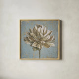 Seed Pod I no Words and Stamp Gold by Beth Grove. Shown in a natural wood glass frame for a timeless modern aesthetic. Available as an archival giclee rolled canvas, fine art paper, or poster print. SKU 23005a.