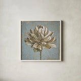 Seed Pod I no Words and Stamp Gold by Beth Grove. Shown in a crisp white glass frame for a clean and minimalist style. Available as an archival giclee rolled canvas, fine art paper, or poster print. SKU 23005a.