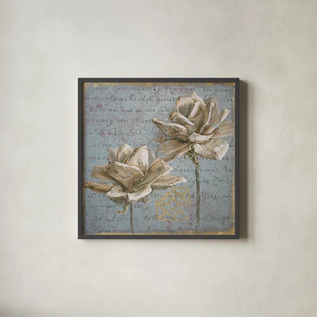 Seed Pod II by Beth Grove. Shown in a sleek black glass frame for a contemporary gallery look. Available as an archival giclee rolled canvas, fine art paper, or poster print. SKU 22483a.