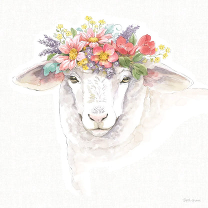 Sheep Portrait by Beth Grove. SKU 96720a. Archival Giclee Fine art print for wall decor.
