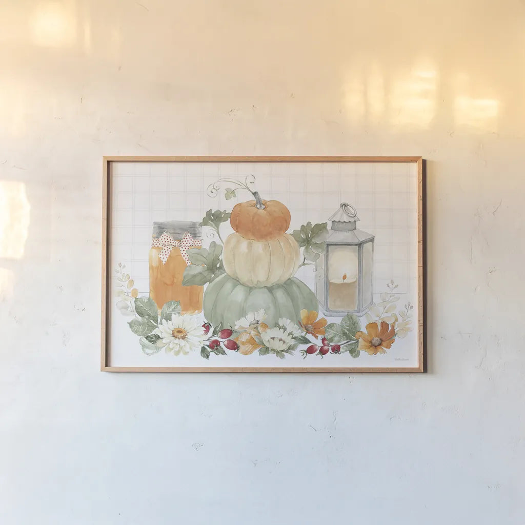 Simple Harvest I by Beth Grove. shown as a paper print in a natural frame. Available as a archival giclee rolled canvas, fine art paper, or poster print. SKU 93530i.