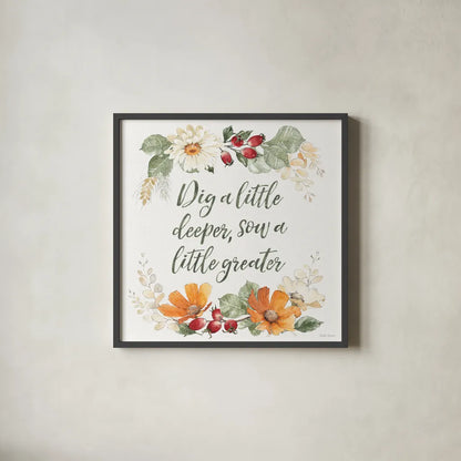 Simple Harvest XII by Beth Grove. Shown in a sleek black glass frame for a contemporary gallery look. Available as an archival giclee rolled canvas, fine art paper, or poster print. SKU 93541a.