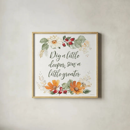 Simple Harvest XII by Beth Grove. Shown in a natural wood glass frame for a timeless modern aesthetic. Available as an archival giclee rolled canvas, fine art paper, or poster print. SKU 93541a.