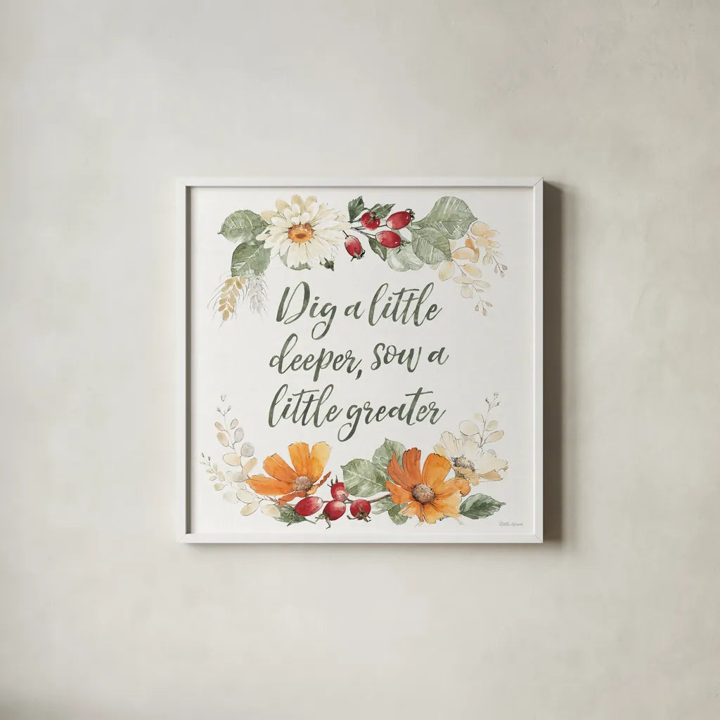 Simple Harvest XII by Beth Grove. Shown in a crisp white glass frame for a clean and minimalist style. Available as an archival giclee rolled canvas, fine art paper, or poster print. SKU 93541a.