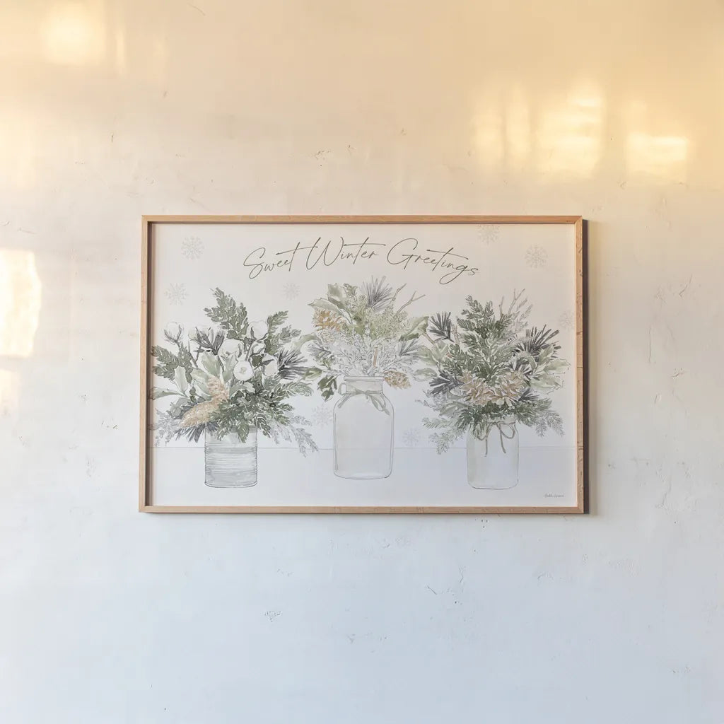 Simple Season I by Beth Grove. shown as a paper print in a natural frame. Available as a archival giclee rolled canvas, fine art paper, or poster print. SKU 77044i.