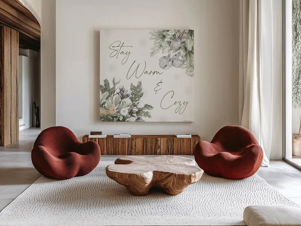 Simple Season VIII by Beth Grove. Shown as extra-large giant wall art in a modern living room. Available as an archival giclee rolled canvas, fine art paper, or poster print. SKU 77051a.