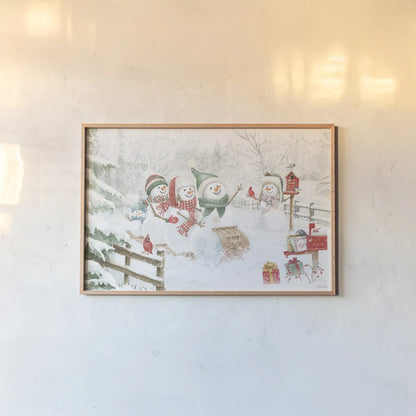 Snow Day I by Beth Grove. shown as a paper print in a natural frame. Available as a archival giclee rolled canvas, fine art paper, or poster print. SKU 84045i.