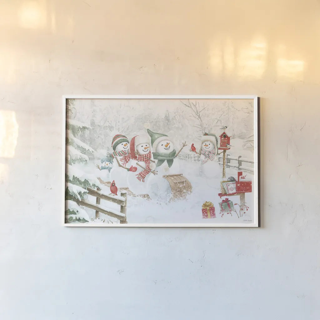 Snow Day I by Beth Grove. shown as a paper print in a white frame. Available as a archival giclee rolled canvas, fine art paper, or poster print. SKU 84045i.