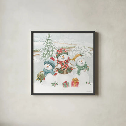 Snow Day III by Beth Grove. Shown in a sleek black glass frame for a contemporary gallery look. Available as an archival giclee rolled canvas, fine art paper, or poster print. SKU 84047a.