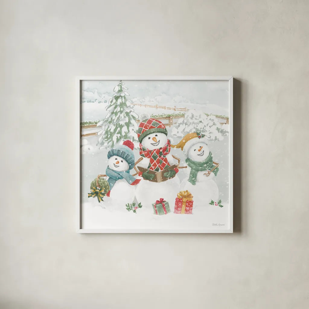 Snow Day III by Beth Grove. Shown in a crisp white glass frame for a clean and minimalist style. Available as an archival giclee rolled canvas, fine art paper, or poster print. SKU 84047a.