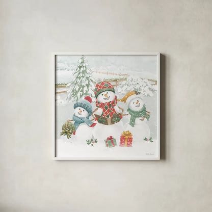 Snow Day III by Beth Grove. Shown in a crisp white glass frame for a clean and minimalist style. Available as an archival giclee rolled canvas, fine art paper, or poster print. SKU 84047a.