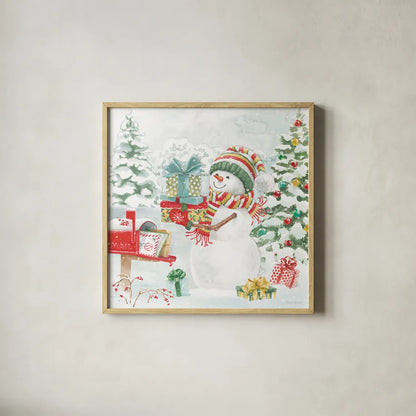 Snow Day IV by Beth Grove. Shown in a natural wood glass frame for a timeless modern aesthetic. Available as an archival giclee rolled canvas, fine art paper, or poster print. SKU 84048a.