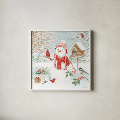 Snow Day V by Beth Grove. Shown in a crisp white glass frame for a clean and minimalist style. Available as an archival giclee rolled canvas, fine art paper, or poster print. SKU 84049a.