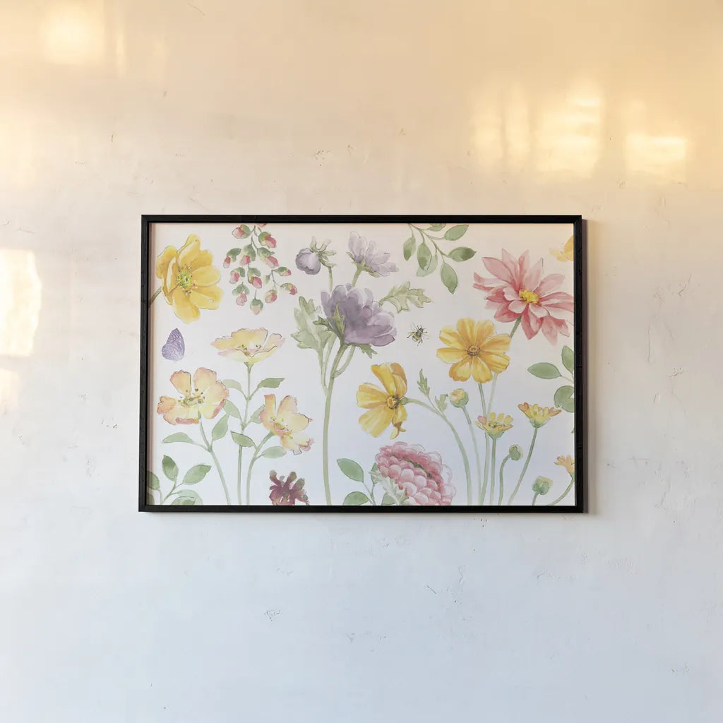 Soft Meadow I by Beth Grove. shown as a paper print in a black flame. Available as a archival giclee rolled canvas, fine art paper, or poster print. SKU 90196i.