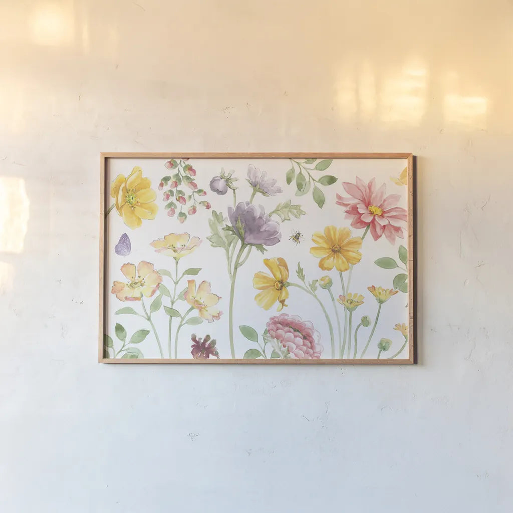 Soft Meadow I by Beth Grove. shown as a paper print in a natural frame. Available as a archival giclee rolled canvas, fine art paper, or poster print. SKU 90196i.