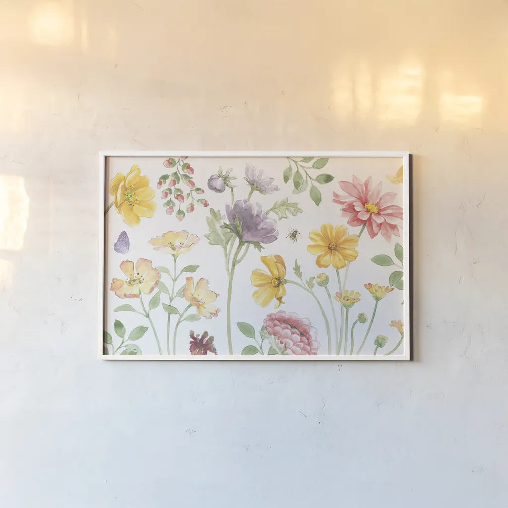 Soft Meadow I by Beth Grove. shown as a paper print in a white frame. Available as a archival giclee rolled canvas, fine art paper, or poster print. SKU 90196i.