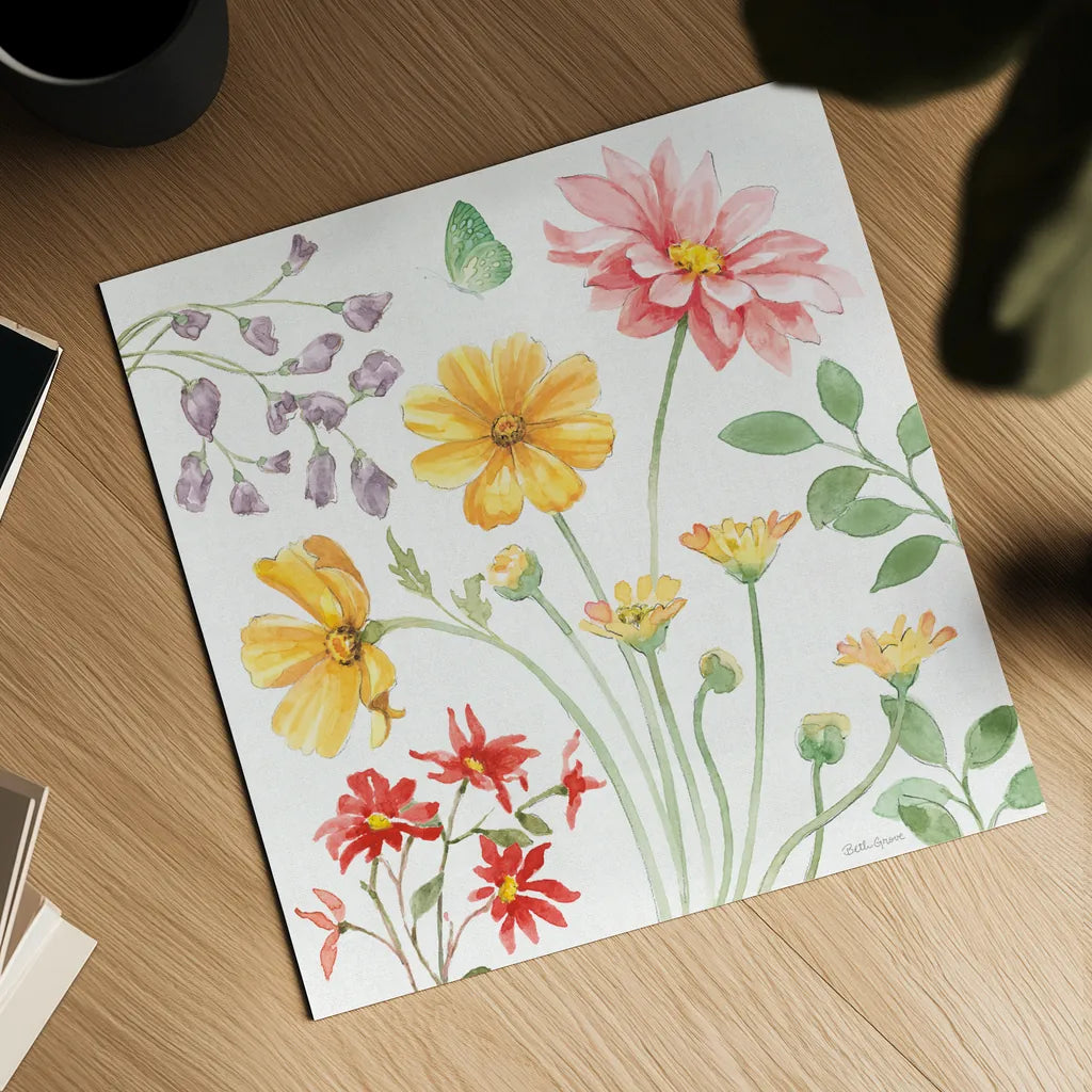 Soft Meadow II by Beth Grove. Shown as a detailed flat fine art print, highlighting archival giclee quality. Available as an archival giclee rolled canvas, fine art paper, or poster print. SKU 90197a.