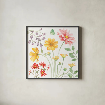 Soft Meadow II by Beth Grove. Shown in a sleek black glass frame for a contemporary gallery look. Available as an archival giclee rolled canvas, fine art paper, or poster print. SKU 90197a.