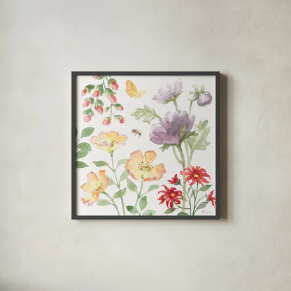 Soft Meadow III by Beth Grove. Shown in a sleek black glass frame for a contemporary gallery look. Available as an archival giclee rolled canvas, fine art paper, or poster print. SKU 90198a.