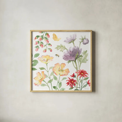 Soft Meadow III by Beth Grove. Shown in a natural wood glass frame for a timeless modern aesthetic. Available as an archival giclee rolled canvas, fine art paper, or poster print. SKU 90198a.