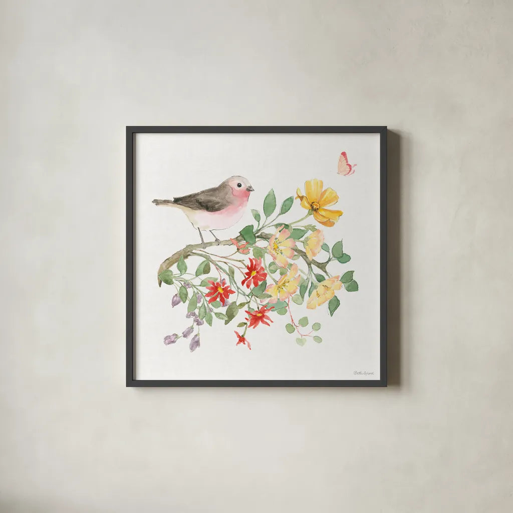 Soft Meadow IV by Beth Grove. Shown in a sleek black glass frame for a contemporary gallery look. Available as an archival giclee rolled canvas, fine art paper, or poster print. SKU 90199a.