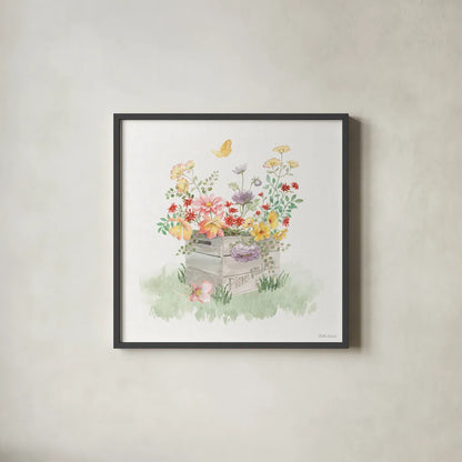 Soft Meadow IX by Beth Grove. Shown in a sleek black glass frame for a contemporary gallery look. Available as an archival giclee rolled canvas, fine art paper, or poster print. SKU 90204a.