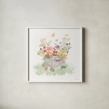 Soft Meadow IX by Beth Grove. Shown in a crisp white glass frame for a clean and minimalist style. Available as an archival giclee rolled canvas, fine art paper, or poster print. SKU 90204a.