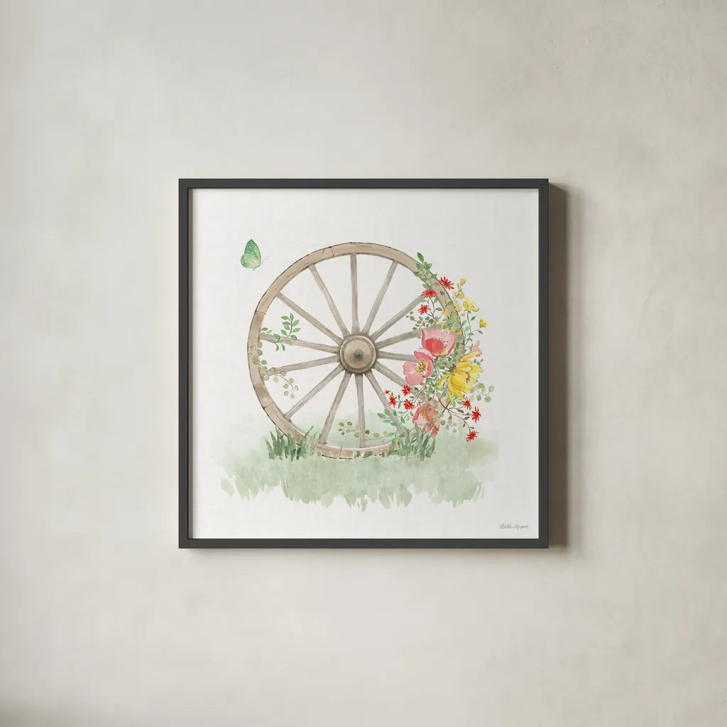 Soft Meadow VII by Beth Grove. Shown in a sleek black glass frame for a contemporary gallery look. Available as an archival giclee rolled canvas, fine art paper, or poster print. SKU 90202a.