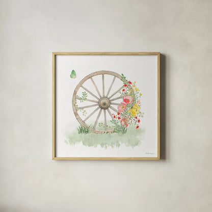 Soft Meadow VII by Beth Grove. Shown in a natural wood glass frame for a timeless modern aesthetic. Available as an archival giclee rolled canvas, fine art paper, or poster print. SKU 90202a.