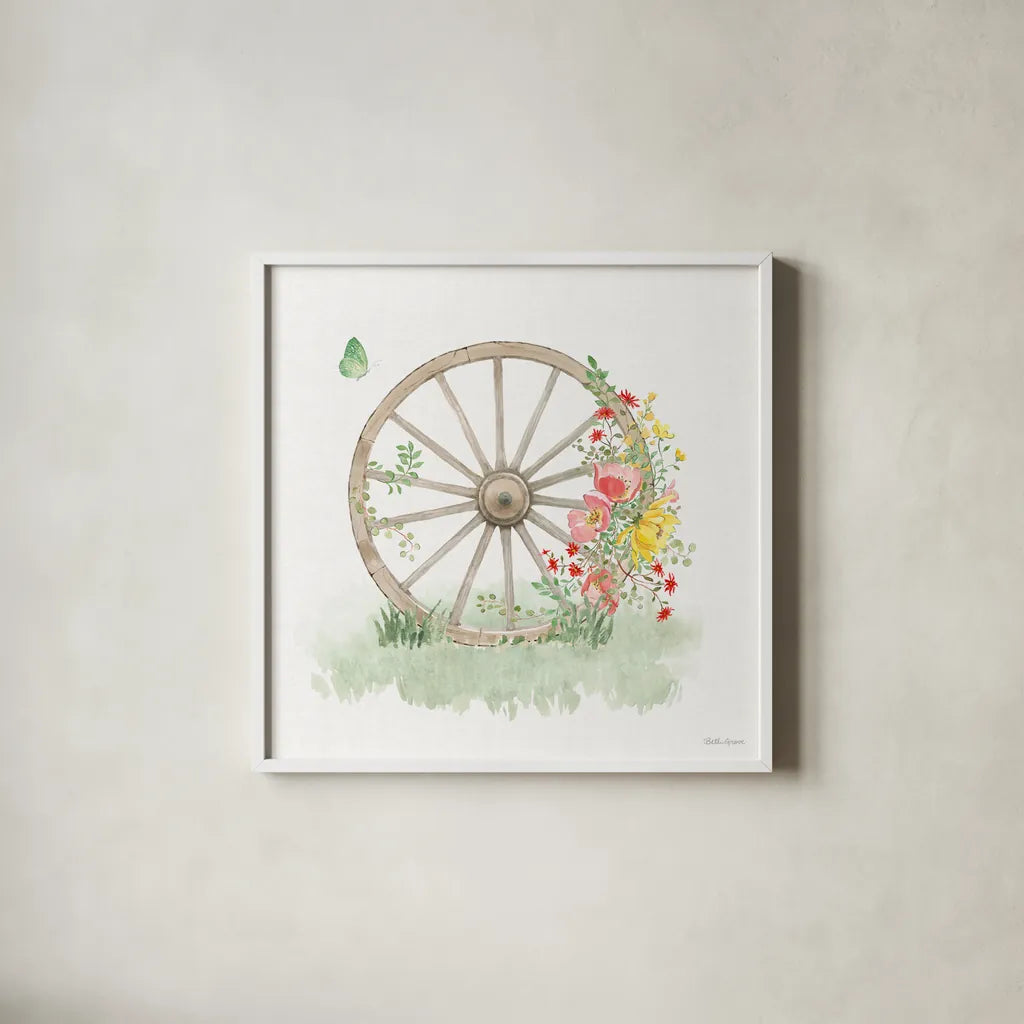 Soft Meadow VII by Beth Grove. Shown in a crisp white glass frame for a clean and minimalist style. Available as an archival giclee rolled canvas, fine art paper, or poster print. SKU 90202a.