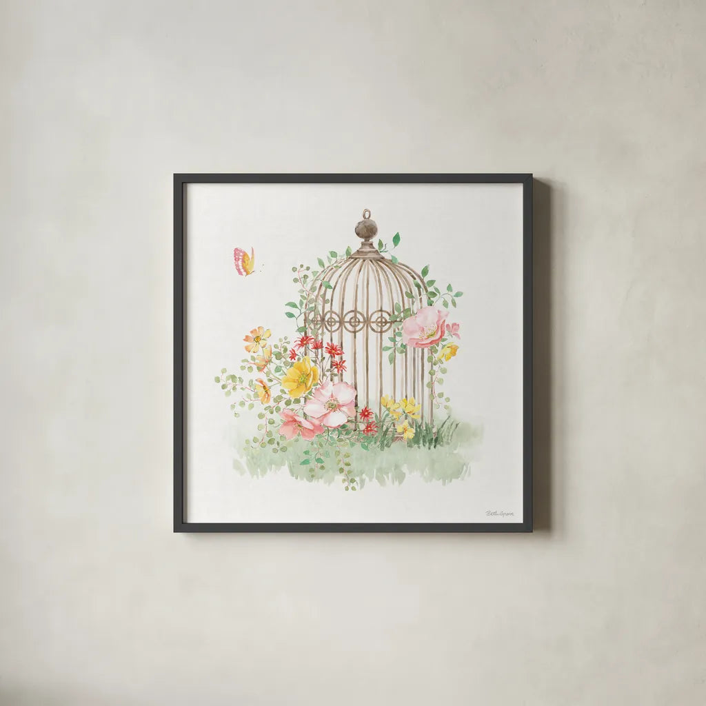 Soft Meadow VIII by Beth Grove. Shown in a sleek black glass frame for a contemporary gallery look. Available as an archival giclee rolled canvas, fine art paper, or poster print. SKU 90203a.