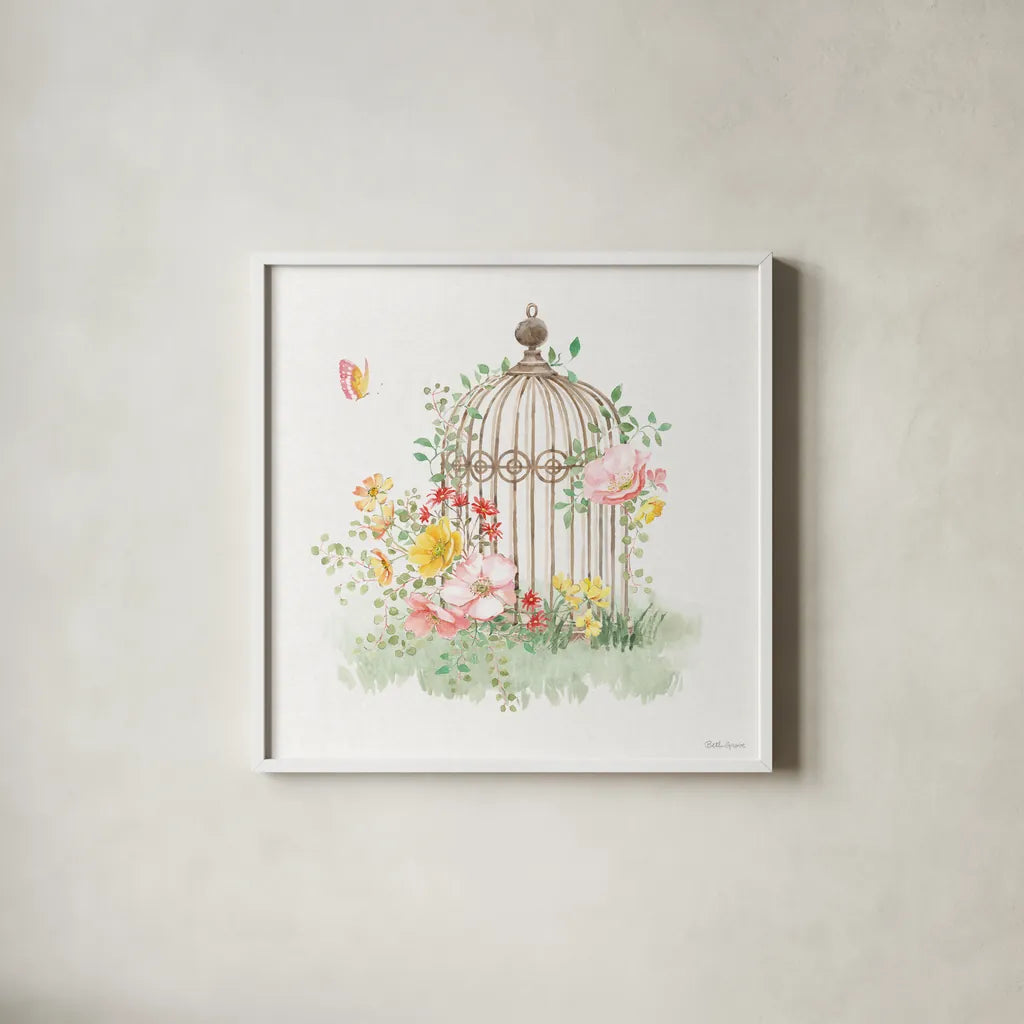 Soft Meadow VIII by Beth Grove. Shown in a crisp white glass frame for a clean and minimalist style. Available as an archival giclee rolled canvas, fine art paper, or poster print. SKU 90203a.