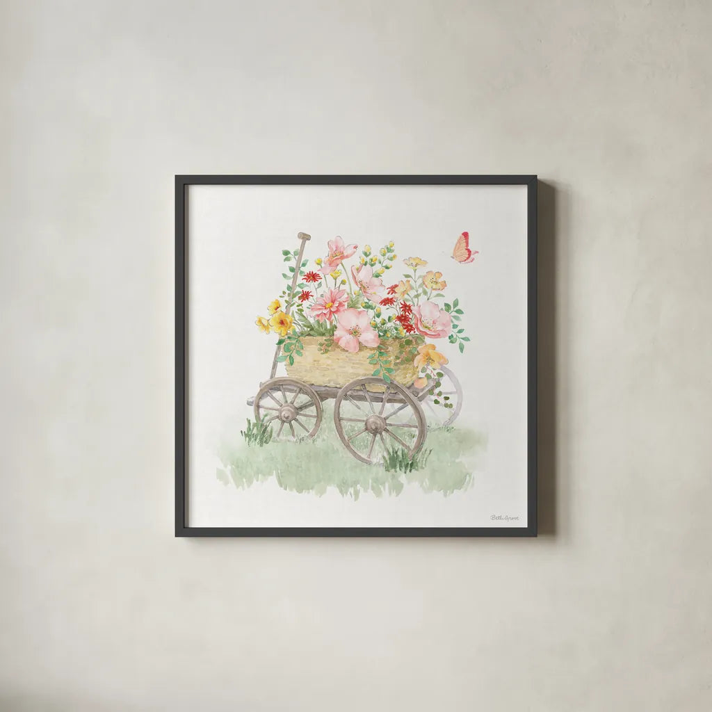 Soft Meadow X by Beth Grove. Shown in a sleek black glass frame for a contemporary gallery look. Available as an archival giclee rolled canvas, fine art paper, or poster print. SKU 90205a.