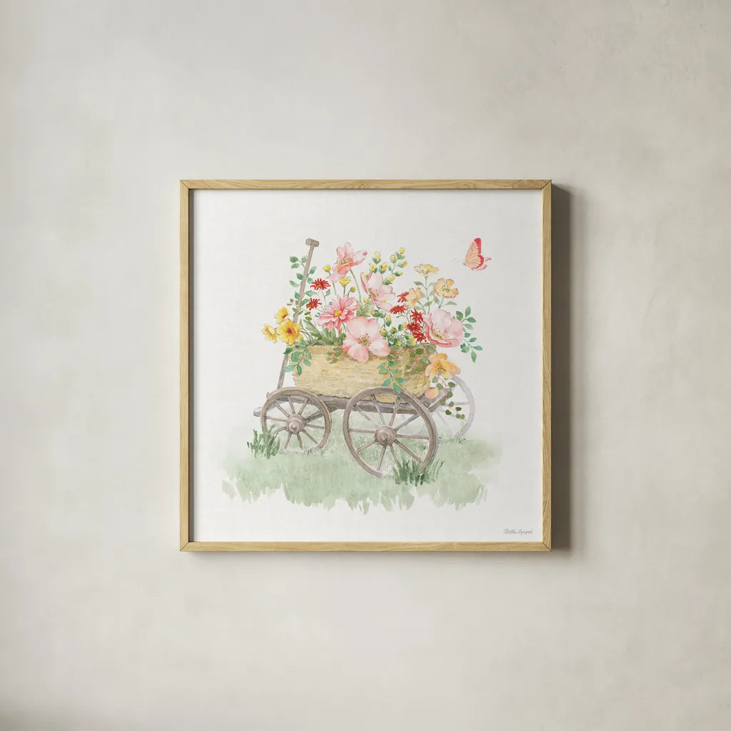 Soft Meadow X by Beth Grove. Shown in a natural wood glass frame for a timeless modern aesthetic. Available as an archival giclee rolled canvas, fine art paper, or poster print. SKU 90205a.