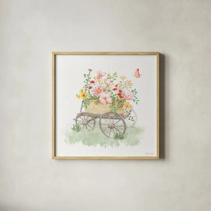 Soft Meadow X by Beth Grove. Shown in a natural wood glass frame for a timeless modern aesthetic. Available as an archival giclee rolled canvas, fine art paper, or poster print. SKU 90205a.