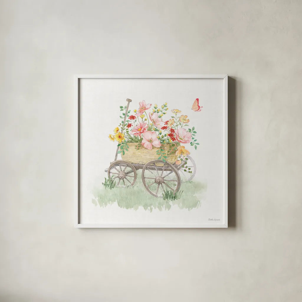 Soft Meadow X by Beth Grove. Shown in a crisp white glass frame for a clean and minimalist style. Available as an archival giclee rolled canvas, fine art paper, or poster print. SKU 90205a.